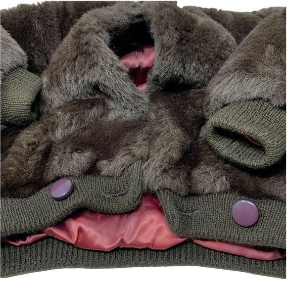 VTG Avec Tu Faux Fur Borg Textile Short Waist Brown Teddy Bear Coat ILGWU USA L - Picture 13 of 16
